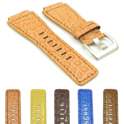 Gallery br3 DASSARI Boulder Alligator Embossed Leather Strap for Bell and Ross