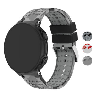 G.r34 Gallery Grey Camo StrapsCo Silicone Rubber Watch Band Strap For Garmin Forerunner 200 230 235 620 630 735XT & Approach S5S6S20