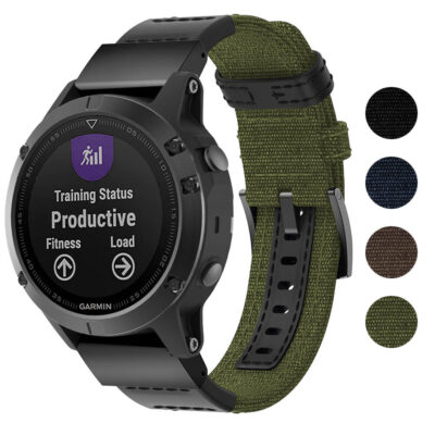 G.ny2.11 Gallery Green StrapsCo QuickFit 22 Canvas Watch Band Strap For Garmin Fenix 5