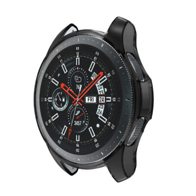 s.pc4 .1 Main Black StrapsCo Silicone Rubber Protective Case Cover for Samsung Galaxy Watch 46mm