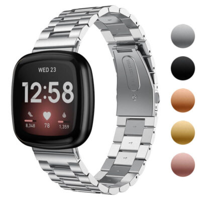 fb.m125.ss Gallery Silver StrapsCo Stainless Steel Watch Band Strap for Fitbit Versa 3 Fitbit Sense