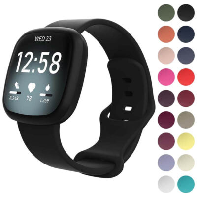 fb.r59.1 Gallery Black StrapsCo Silicone Rubber Infinity Watch Band Strap for Fitbit Versa 3 Fitbit Sense