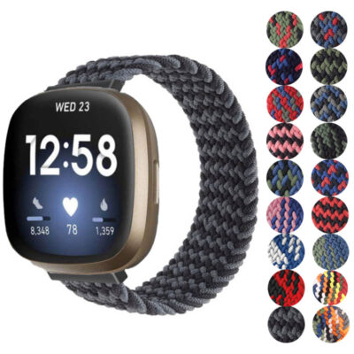 fb.ny29 Gallery StrapsCo Patterned Elastic Nylon Watch Band Strap for Fitbit Sense Versa 3