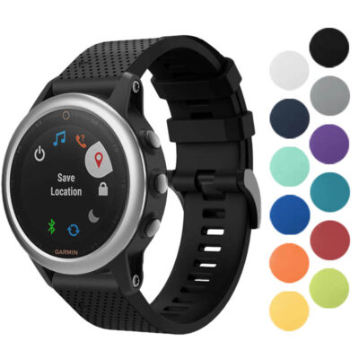 g.r71 Gallery Black StrapsCo Silicone Strap for Garmin Fenix 5S Rubber Watch Band 1