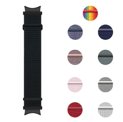 s.ny7 Gallery Black Hook and Loop Nylon Strap for Samsung Galaxy Watch 4