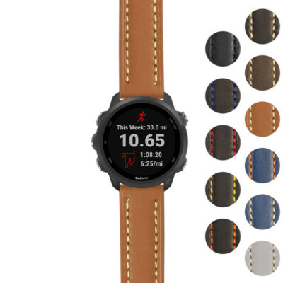 g.f245.st23 Gallery Tan & White StrapsCo Heavy Duty Mens Leather Watch Band Strap 20mm