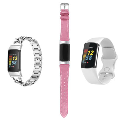 gb16.13.22 Pink & White Women's Strap Bundle for Fitbit Charge 5 & Charge 6