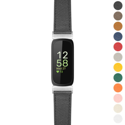 ks7 Black galleryStrapsCo Textured Leather Strap For Fitbit Inspire 3