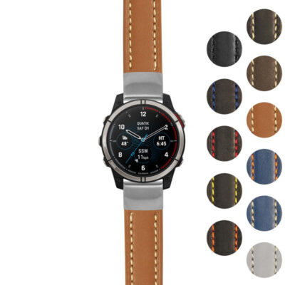 g.qtx7.st23 Gallery Tan & White StrapsCo Heavy Duty Mens Leather Watch Band Strap 20mm