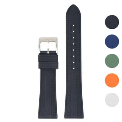 fk20 Gallery Dassari Tapered Gridline FKM Rubber Watch Band Strap 20mm 22mm