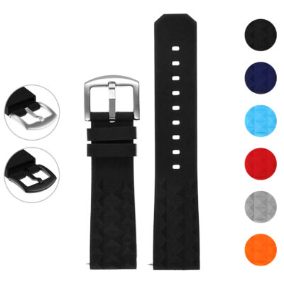 pu16.1 Gallery Black Super Waffle Rubber Watch Band Strap