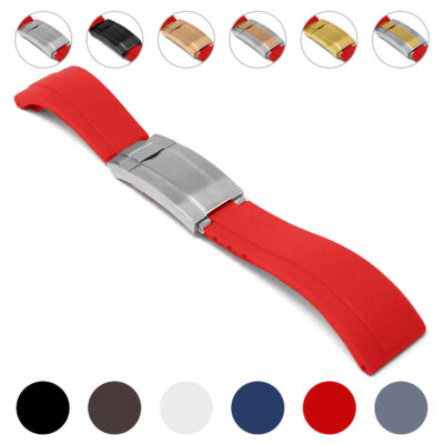 r.rx8 Gallery Red StrapsCo Gridlock Rubber Watch Band Strap for Rolex 20mm