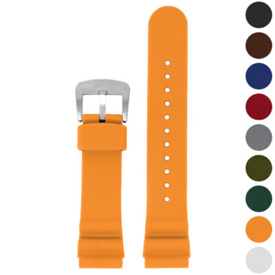 r.sk7 Gallery Orange StrapsCo Wave Pebbled Rubber Watch Band Strap 22mm Seiko Diver
