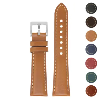 ks6 Gallery Tan StrapsCo Vintage Padded Genuine Leather Watch Band Strap