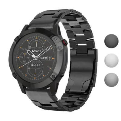 g.m14.mb Gallery Black StrapsCo Vented Titanium Bracelet for Garmin Approach S60