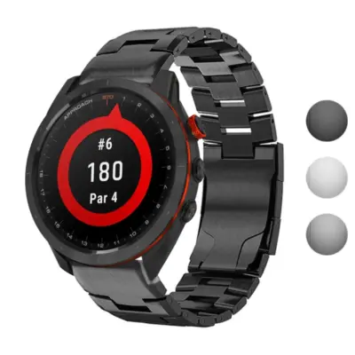 g.m14.mb Gallery Black StrapsCo Vented Titanium Bracelet for Garmin Approach S70 – 47mm