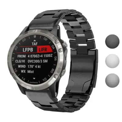 g.m14.mb Gallery Black StrapsCo Vented Titanium Bracelet for Garmin D2 Charlie