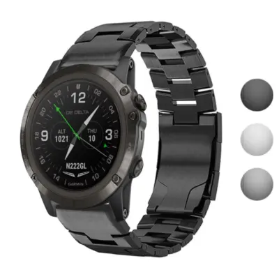 g.m14.mb Gallery Black StrapsCo Vented Titanium Bracelet for Garmin D2 Delta PX
