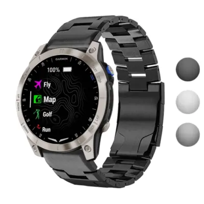 g.m14.mb Gallery Black StrapsCo Vented Titanium Bracelet for Garmin D2 Mach 1
