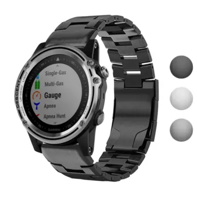 g.m14.mb Gallery Black StrapsCo Vented Titanium Bracelet for Garmin Descent Mk1