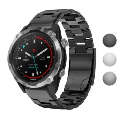 g.m14.mb Gallery Black StrapsCo Vented Titanium Bracelet for Garmin Descent Mk2