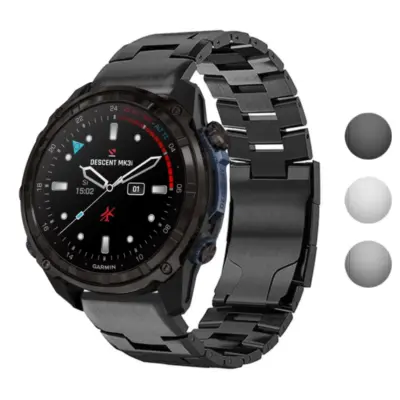 g.m14.mb Gallery Black StrapsCo Vented Titanium Bracelet for Garmin Descent Mk3i – 51mm