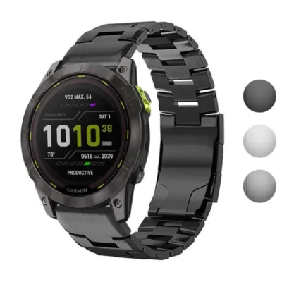 g.m14.mb Gallery Black StrapsCo Vented Titanium Bracelet for Garmin Enduro 2