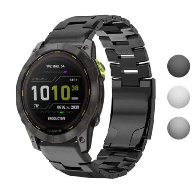 g.m14.mb Gallery Black StrapsCo Vented Titanium Bracelet for Garmin Enduro 3