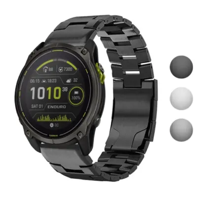 g.m14.mb Gallery Black StrapsCo Vented Titanium Bracelet for Garmin Enduro