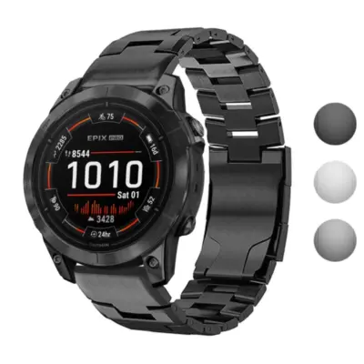 g.m14.mb Gallery Black StrapsCo Vented Titanium Bracelet for Garmin Epix Pro – 47mm