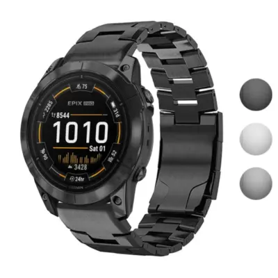 g.m14.mb Gallery Black StrapsCo Vented Titanium Bracelet for Garmin Epix Pro – 51mm