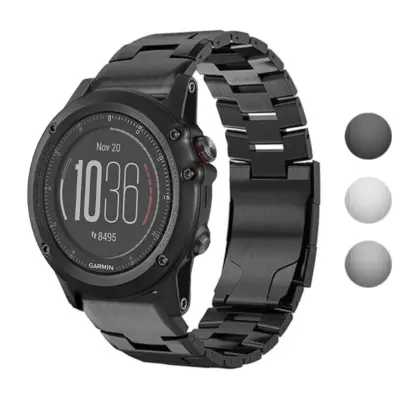 g.m14.mb Gallery Black StrapsCo Vented Titanium Bracelet for Garmin Fenix 3 & 3 HR