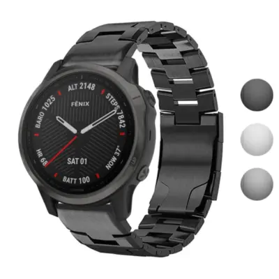 g.m14.mb Gallery Black StrapsCo Vented Titanium Bracelet for Garmin Fenix 6