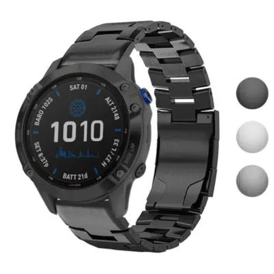 g.m14.mb Gallery Black StrapsCo Vented Titanium Bracelet for Garmin Fenix 6X