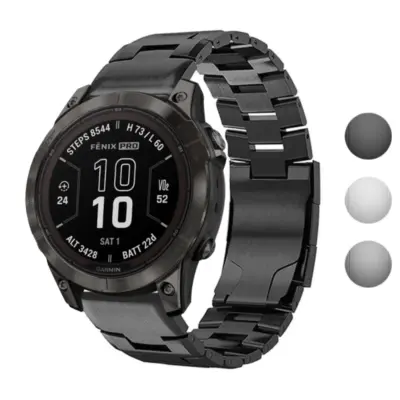 g.m14.mb Gallery Black StrapsCo Vented Titanium Bracelet for Garmin Fenix 7 & 7 Pro