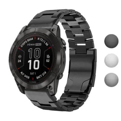 g.m14.mb Gallery Black StrapsCo Vented Titanium Bracelet for Garmin Fenix 7X & 7X Pro