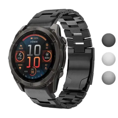 g.m14.mb Gallery Black StrapsCo Vented Titanium Bracelet for Garmin Fenix 8 & 8 Pro – 51mm