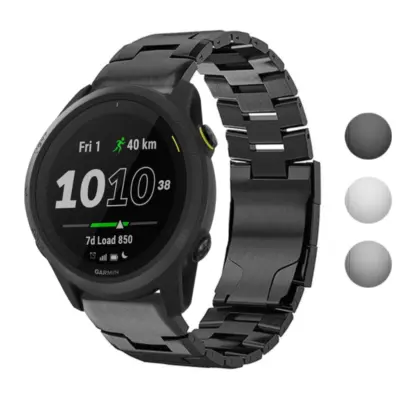 g.m14.mb Gallery Black StrapsCo Vented Titanium Bracelet for Garmin Forerunner 745