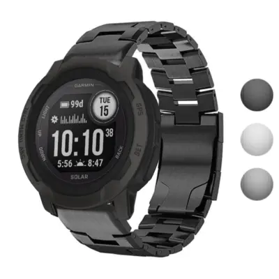 g.m14.mb Gallery Black StrapsCo Vented Titanium Bracelet for Garmin Instinct 2