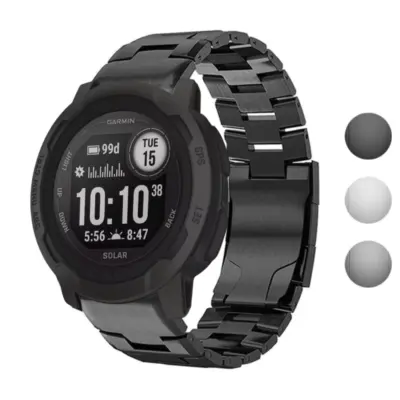 g.m14.mb Gallery Black StrapsCo Vented Titanium Bracelet for Garmin Instinct 2X
