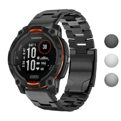 g.m14.mb Gallery Black StrapsCo Vented Titanium Bracelet for Garmin Instinct 3 – 45mm