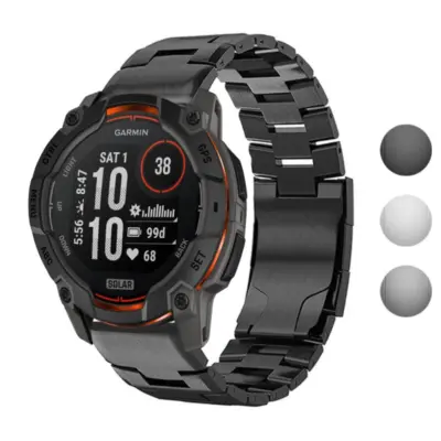 g.m14.mb Gallery Black StrapsCo Vented Titanium Bracelet for Garmin Instinct 3 – 50mm