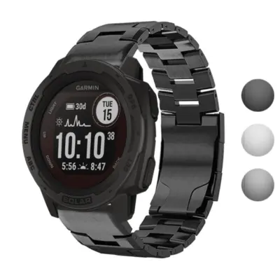 g.m14.mb Gallery Black StrapsCo Vented Titanium Bracelet for Garmin Instinct