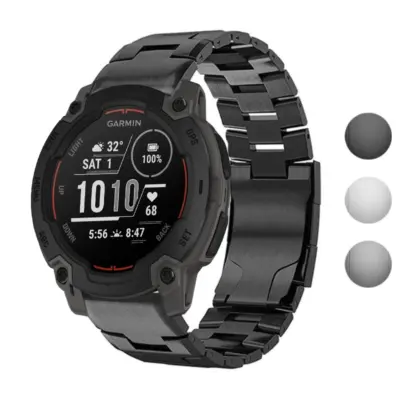g.m14.mb Gallery Black StrapsCo Vented Titanium Bracelet for Garmin Instinct E – 45mm