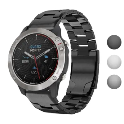 g.m14.mb Gallery Black StrapsCo Vented Titanium Bracelet for Garmin Quatix 3