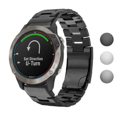 g.m14.mb Gallery Black StrapsCo Vented Titanium Bracelet for Garmin Quatix 6