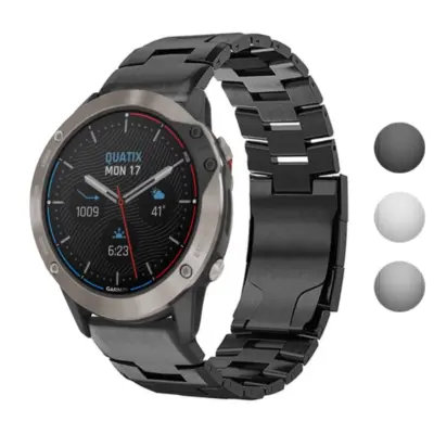 g.m14.mb Gallery Black StrapsCo Vented Titanium Bracelet for Garmin Quatix 6X