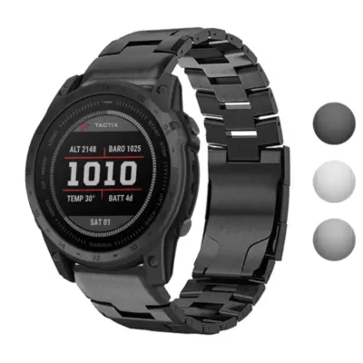 g.m14.mb Gallery Black StrapsCo Vented Titanium Bracelet for Garmin Tactix 7