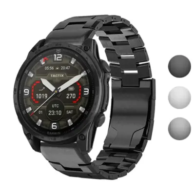 g.m14.mb Gallery Black StrapsCo Vented Titanium Bracelet for Garmin Tactix 8 – 47mm