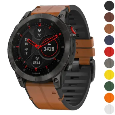 ep2.g.r73a Gallery Coffee StrapsCo Leather Hybrid Strap QuickFit 22 Watch Band for Garmin Epix Gen 2